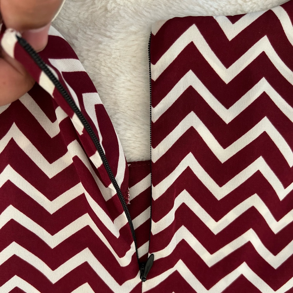 FREEWAY burgundy & white chevron blouse